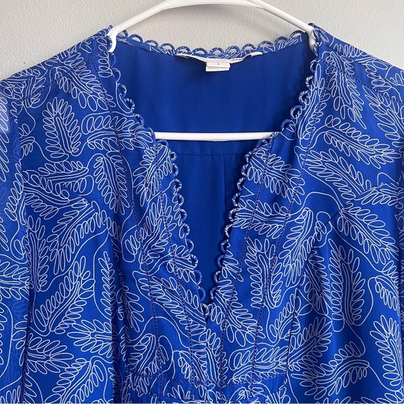 DVF Diane von Furstenberg Aria Silk Tunic Dress 6 Blue Print - Picture 4 of 8